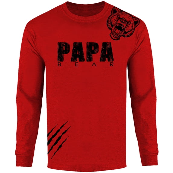 Men Papa Bear Scratch Long Sleeve Shirt