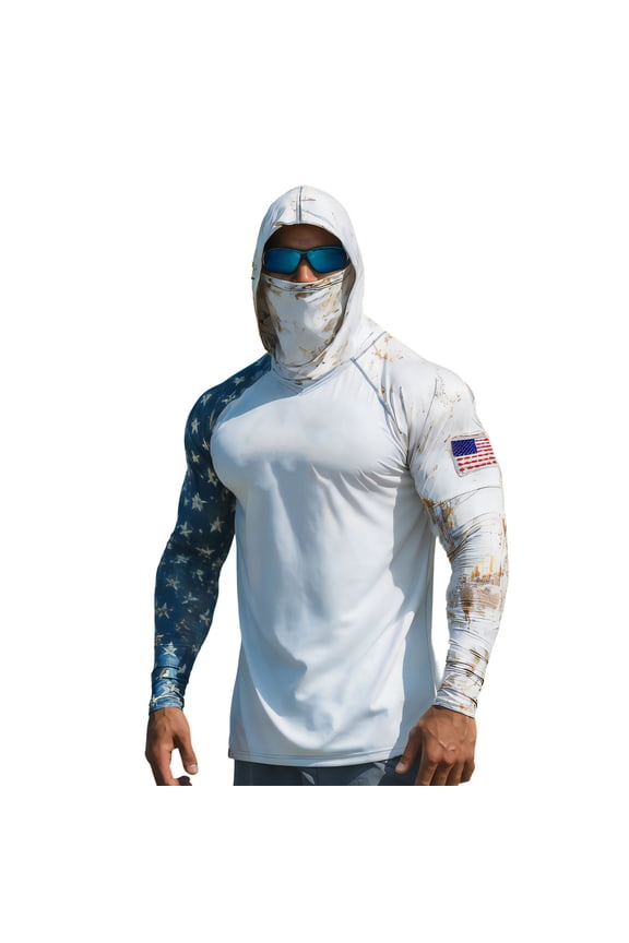 Men' Performance Fishing Hoodie Shirt UPF 50+ Sun Protection Long Sleeve UV SPF T-Shirts Rash Guard