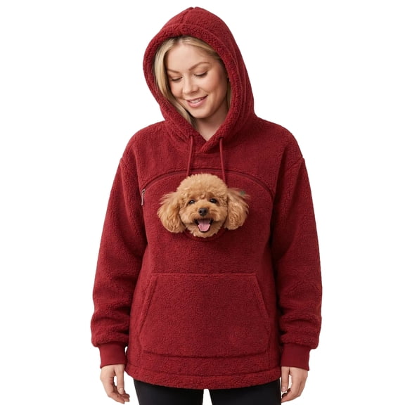 Men Pet Pouch Hoodie Fleece Cat Dog Hoodies Kangaroo Pouchs Sweatshirt Animal Lover Long Sleeve Pullover for Dogs & Snack Hoodies
