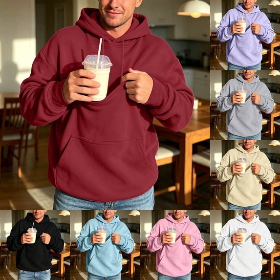 Men Pet Pouch Hoodies with Cat Bag Hidden Pet Carrier Sweatshirt with Zipper Pocket Drawstring Casual Basic Pullover Top M