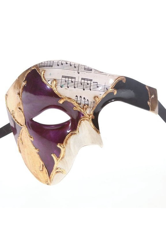 Men Phantom Of The Opera Half Face Masquerade Mask Purple and Gold Musical