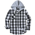 thumbnail image 1 of Men Plaid Long Sleeve Hooded Shirts Button Work Drawstring Casual Tops Cardigan, 1 of 9