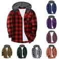 thumbnail image 1 of Men Plaid Shirt Jacket Long Sleeve Button Down Shirt Hoodies Lightweight Classic Collared Shacket with Pocket, 1 of 4