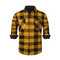 thumbnail image 1 of Men Plaid Shirts Adding Fleece Keep Warm Long Sleeve Button Down Blouse Work Shirts with Pockets, 1 of 7