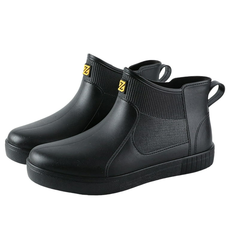 Men Platform Rain Boots Outdoor Slip On Waterproof Non-Slip Rubber