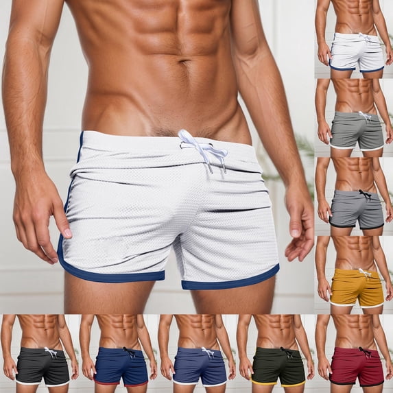 Men Plus Size Beach Pants Fashion Palm Tree Print Quick-Dry Pool Swimming Trunks with Pockets Anti-Chafe Beach Wear