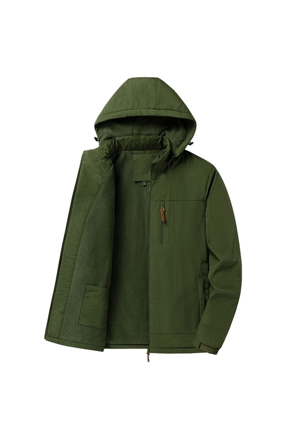 Men Plus Size New Thickened Outdoor Hooded Hardshell Jacket