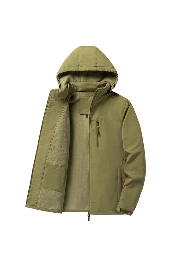 Men Plus Size New Thickened Outdoor Hooded Hardshell Jacket