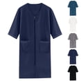 thumbnail image 1 of Men Plus Size Robes Lightweight Quick Dry Zipper Front Short Sleeve Full Length Housecoat Bathrobes Soft Sleepwear with Pockets Loungewear Size 2XL White, 1 of 9