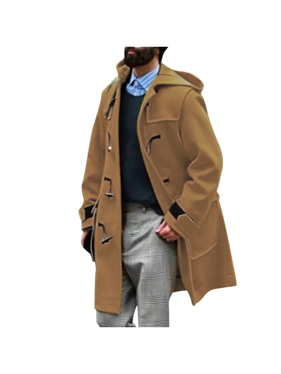 Men Plus Size Winter Anorak Lapel Long Sleeve Padded Thicken Coat Sheepskin Jacket for Cold Weather Outdoor Wear