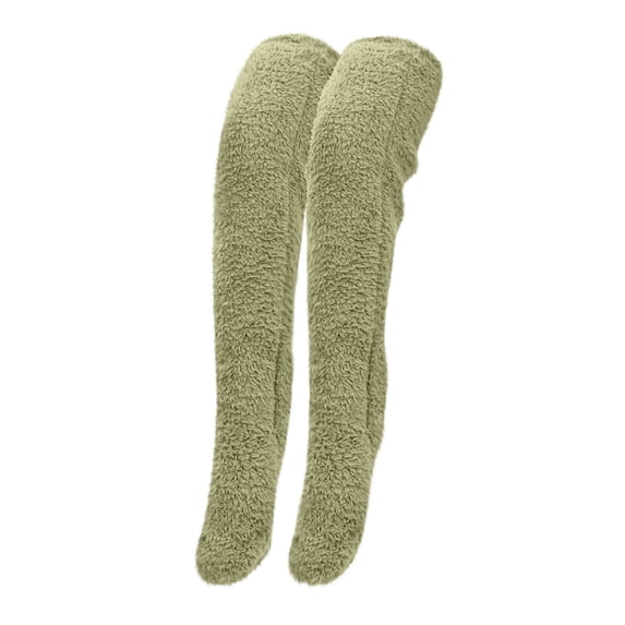 Men Plush Warmth Long Socks Over Knee Fuzzy Socks High Plush Stockings Fuzzy Long Leg Warmers Winter Home Puffy Sleeping Socks
