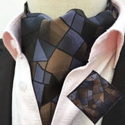 Men Polka Dots Paisley Flower Cravat Ascot Handkerchief Scarf Pocket Square Set