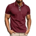 thumbnail image 1 of Men Polo Shirt Beefy Stretch Tops Dressy Short Sleeve Lightweight Jogging Tshirts Textured Shirt Men Work Wine XXL, 1 of 8