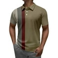 thumbnail image 1 of Men Polo Shirt Male Striped Printing Summer Fashion Casual Digital 3D Printing Lapel Button Men Polo Shirts Khaki M, 1 of 4