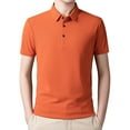 thumbnail image 1 of Men Polo Shirt Short Sleeve Button Down Tee Shirt Slim Fit Orange Golf Tops, 1 of 7