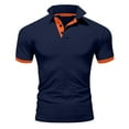 thumbnail image 1 of Men Polo Shirt Short Sleeve Button Tee Shirt Basic Blue Men Summer Outfits, 1 of 3