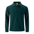thumbnail image 1 of Men Polo Shirts Fall Winter Long Sleeve Tops Solid Color Button Down Collared Casual Soft Dress Shirts for Men, 1 of 9