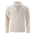 thumbnail image 1 of Men Polo Shirts Fall Winter Long Sleeve Tops Solid Color Button Down Collared Casual Soft Mens Shirts, 1 of 9
