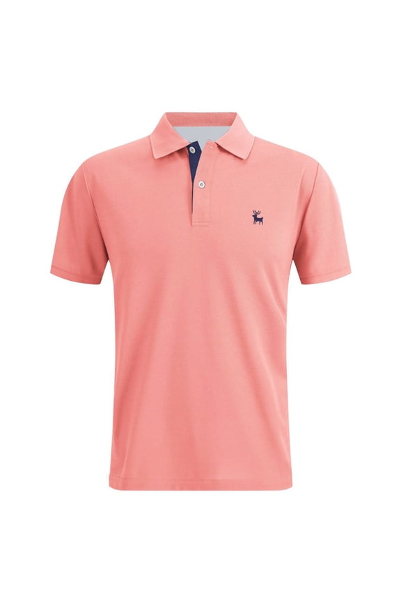Men Polo Shirts Golf Casual Slim Fit Short Sleeve Button Up Collared Tops Summer Moisture Wicking Performance Mens T-Shirts Watermelon Red XXXXXXL