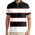 thumbnail image 1 of Men Polo Shirts Golf Striped Button Up Collared Breathable Short Sleeved Top Performance Stretch Athletic Regular Mens T-Shirts, 1 of 5