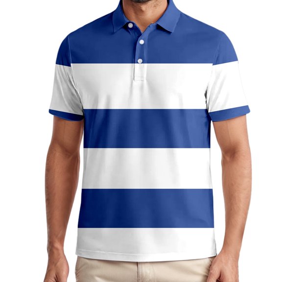 Men Polo Shirts Golf Striped Button Up Collared Breathable Short Sleeved Top Performance Stretch Athletic Regular Mens T-Shirts