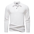 thumbnail image 1 of Men Polo Shirts Long Sleeve Button Tees Shirt Lightweight White Men's Fashion, 1 of 2