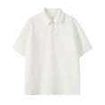 thumbnail image 1 of Men Polo Shirts Short Sleeve Button Tees Shirt Loose Fit White Men's T-Shirts, 1 of 3