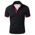 thumbnail image 1 of Men Polo Shirts Short Sleeve Deer Print Lapel T Shirt Color Matching Loose Business Foreign Trade Casual Polos for Men Red XXXL, 1 of 3