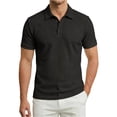thumbnail image 1 of Men Polo Shirts Short Sleeve Quarter Button Up Tees Shirt Lightweight Black Men's Shirts, 1 of 8