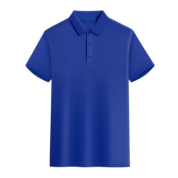 Men Polo Shirts Short Sleeve Solid Color Collared T Shirt Summer Casual Comfortable Classics Work Polos for Men Blue L