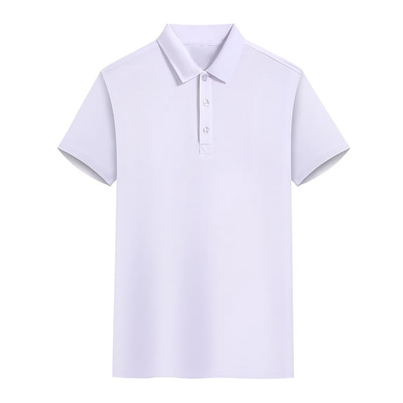 Men Polo Shirts Short Sleeve Solid Color Collared T Shirt Summer Casual Comfortable Classics Work Polos for Men White M