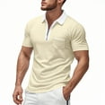 thumbnail image 1 of Men Polo Shirts Slim Fit Short Sleeve Zipper Down Collared Tees with Pocket Dressy Casual Business Work Mens T-Shirts, 1 of 8