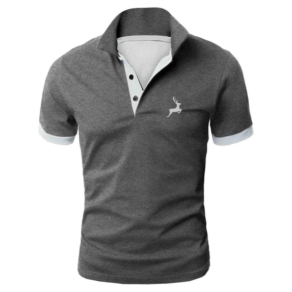 Men Polo Shirts Summer Golf Short Sleeve Button Up Collared Business Tops Comfortable Work Slim Fit Stretchy Mens Dress Shirts Grey XXXXXL
