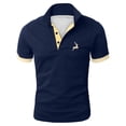 thumbnail image 1 of Men Polo Shirts Summer Golf Short Sleeve Button Up Collared Business Tops Comfortable Work Slim Fit Stretchy Shirts for Men Navy2 S, 1 of 4