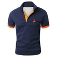 thumbnail image 1 of Men Polo Shirts Summer Golf Short Sleeve Button Up Collared Business Tops Comfortable Work Slim Fit Stretchy T Shirts for Man Navy1 XXL, 1 of 4