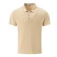 thumbnail image 1 of Men Polo T Shirts Short Sleeve Button Down Polo Tees Basic Khaki Men's Clothing, 1 of 6