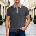 thumbnail image 1 of Men Polo T Shirts Short Sleeve Quarter Button Up Tee Shirt Lightweight Grey Work Shirts for Men, 1 of 4