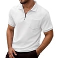thumbnail image 1 of Men Polo T Shirts Short Sleeve Quarter Zip Tee Shirt Basic White Men Clothes, 1 of 5