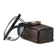 Men Portable Folding Reading Glasses Male Anti Blue Light Foldable Presbyopic Eyeglasses Metal Black Readers with Case +2.50