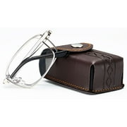 Men Portable Folding Reading Glasses Male Anti Blue Light Foldable Presbyopic Eyeglasses Metal Silver Readers with Case +1.50