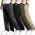 thumbnail image 1 of Men Practical Utility Cargo Pants Regular Stretch Durable 6 Pocket Hiking Work Pants S-XXL（1 piece）, 1 of 10