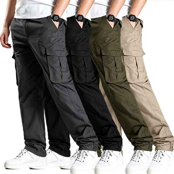 Men Practical Utility Cargo Pants Regular Stretch Durable 6 Pocket Hiking Work Pants S-XXL(1 piece)