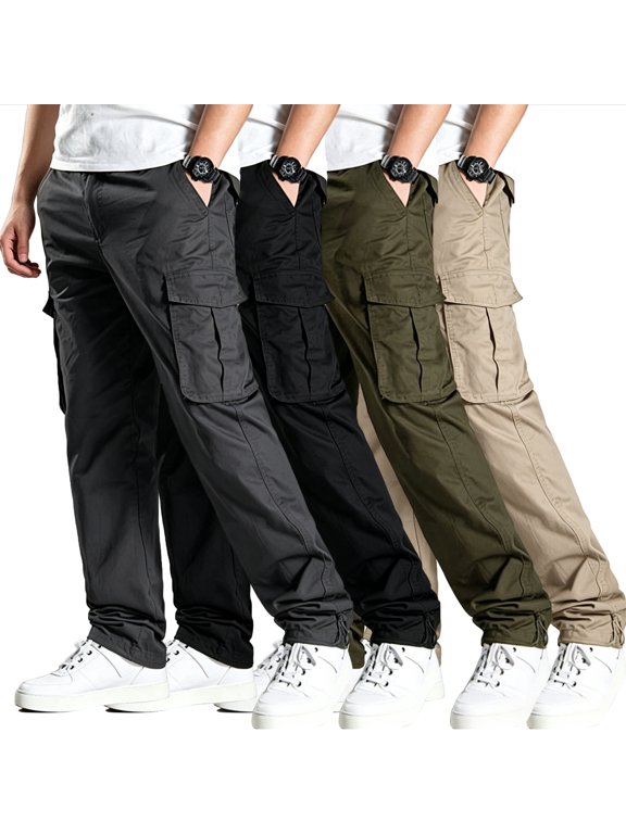 Men Practical Utility Cargo Pants Regular Stretch Durable 6 Pocket Hiking Work Pants S-XXL(1 piece)