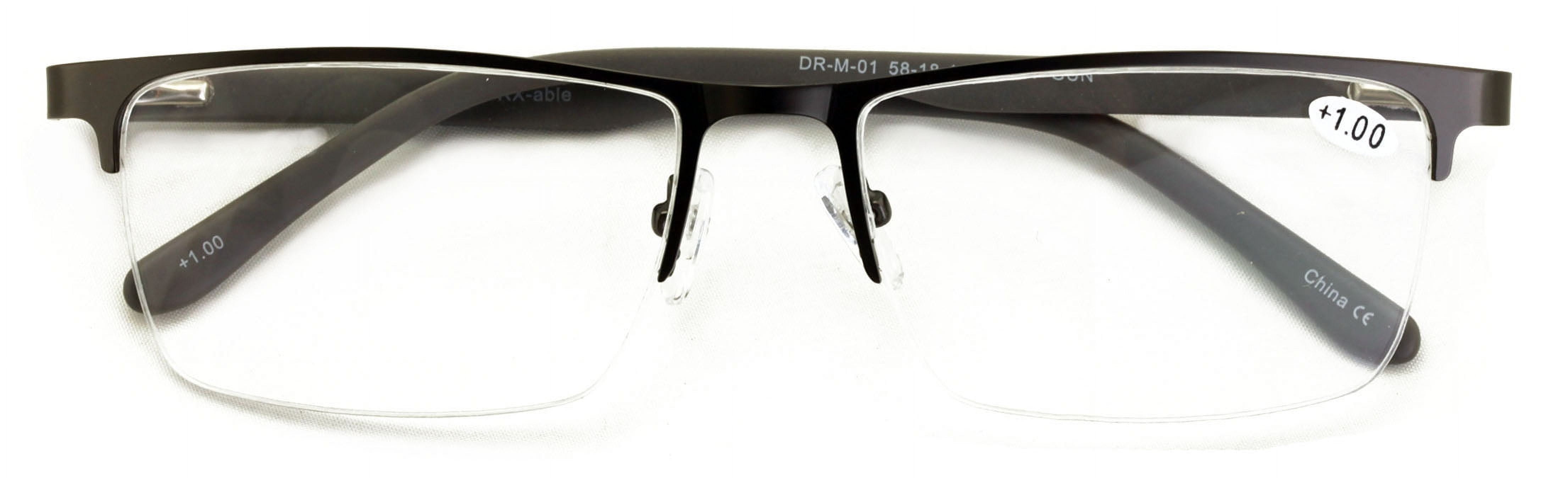 Men Premium Optical Frame Wide Large Head Reading Glasses Half Rim Metal Clear Lens Reader DRM01 149MM 2.25 Walmart Business Supplies