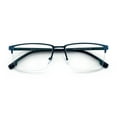 thumbnail image 1 of Men Premium Optical Frame Wide Large Head Reading Glasses Half Rim Metal - Clear Lens Reader DRM03 145MM Blue +1.75, 1 of 5