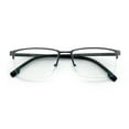 thumbnail image 1 of Men Premium Optical Frame Wide Large Head Reading Glasses Half Rim Metal - Clear Lens Reader DRM03 145MM Gunmetal +1.75, 1 of 4