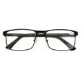 thumbnail image 1 of Men Premium Optical Frame Wide Large Head Reading Glasses Rectangular Metal - Clear Lens Reader DRM02 144MM +1.00, 1 of 5