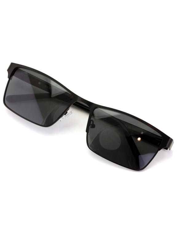 Men Premium Rectangle Metal with Plastic Temple Extra Large Polarized Sunglasses - 152mm Wide Frame 100%UV