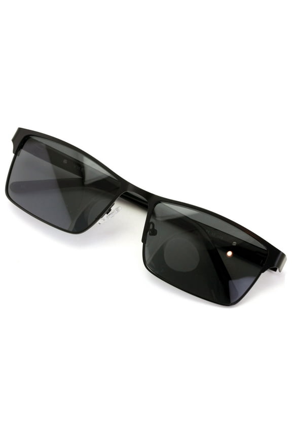 Men Premium Rectangle Metal with Plastic Temple Extra Large Polarized Sunglasses - 152mm Wide Frame 100%UV