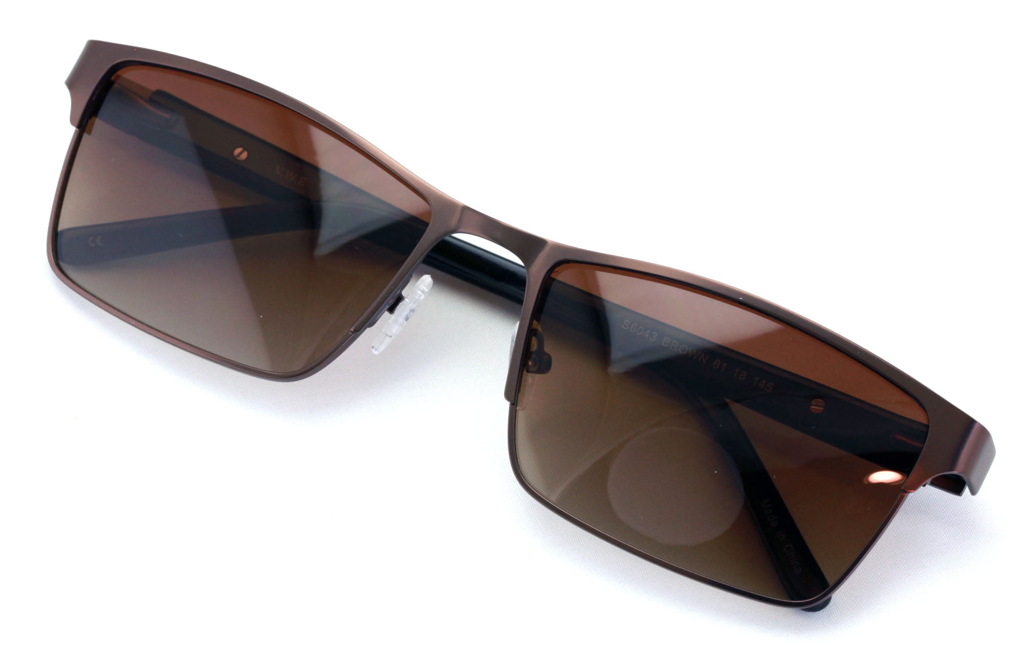 Men Premium Rectangle Metal with Plastic Temple Extra Large Polarized Sunglasses 152mm Wide Frame 100 UV Walmart